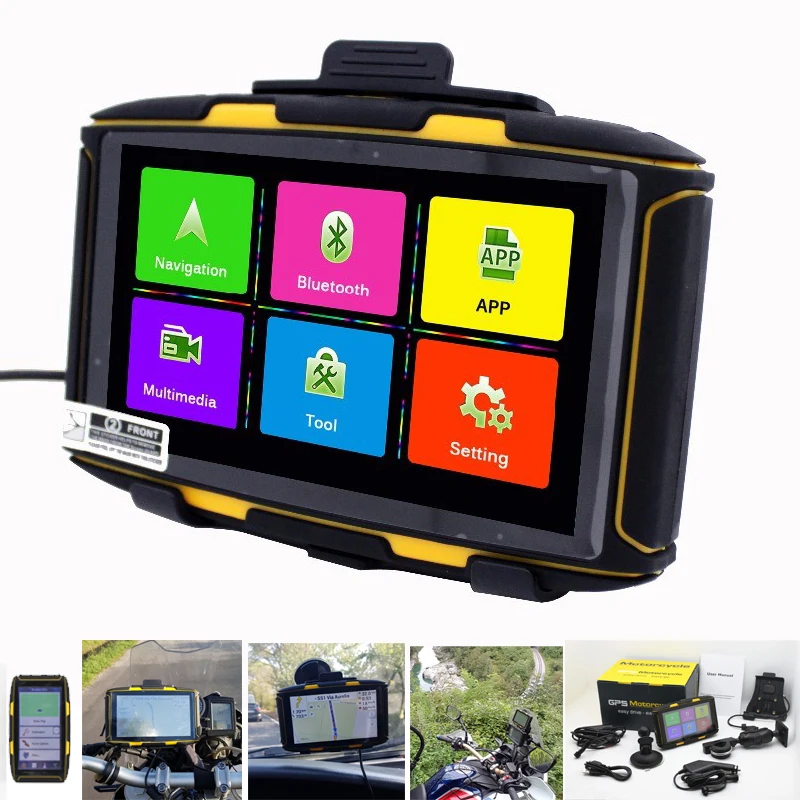 GPS-навигатор для автомобиля и мотоцикла 5 0 дюйма IPS Android 4 водостойкий IP67 Wi-Fi Bluetooth