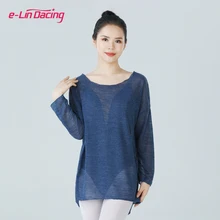 Adult See-Through Mesh Classical Dance Costume Loose Ballet Dance Training Smock Yoga Running T-shirts Women Gymnastics Jacket