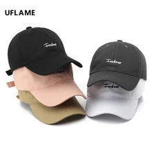 

UFLAME Cotton Baseball Cap for Women Men Summer Visor Hats Letter Embroidery Cap Adjustable Couple Gorros Unisex Snapback Hat