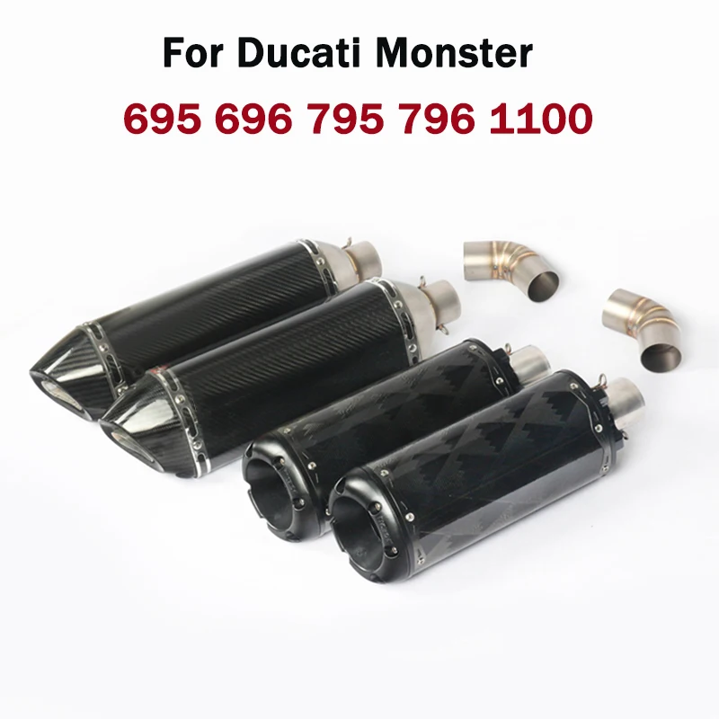 Exhaust System 470mm Muffler Tail Pipe Baffle Slip On Connecting Tube Mid Link Pipe For Ducati