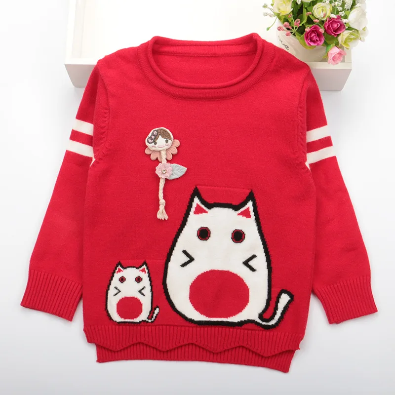 

Girls Autumn New Style Cartoon Totoro Jacquard Sweater Children Crew Neck Pullover Baby Small CHILDREN'S Sweater