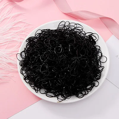 1000pcs/Pack Girls Colorful Small Disposable Rubber Bands Gum For Ponytail Hold Scrunchie Hair Bands Fashion Hair Accessories 1000 black no bag