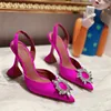 New Brand women Pumps Luxury Crystal Slingback High heels Summer Bride Shoes Comfortable triangle Heeled Party Wedding Shoes 3