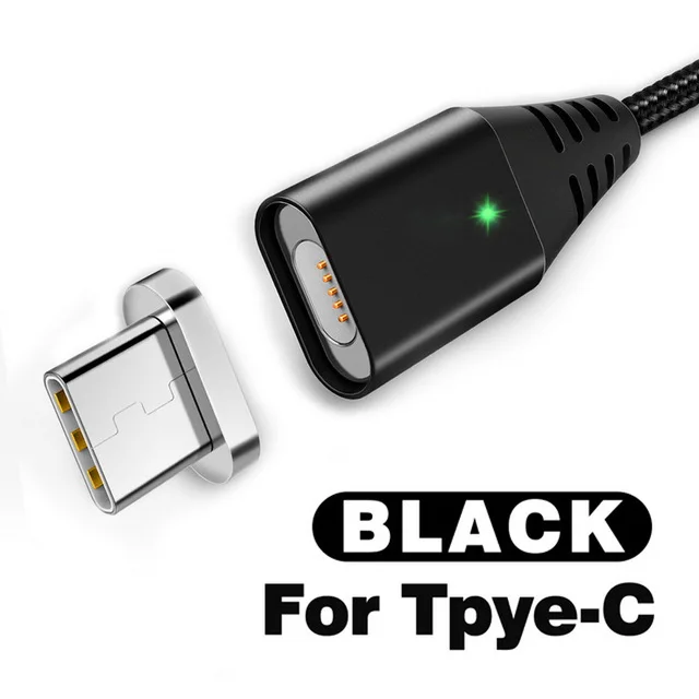 Магнитный кабель GETIHU 2.4A для быстрой зарядки iPhone 11 XS X samsung Quick Charge 3,0 Micro usb type C Магнитный зарядный шнур для телефона - Цвет: For Type C Black