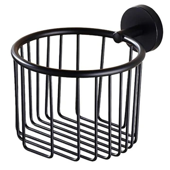 

Toilet Paper Holder Black Wall-Mounted Multifunction Tissue Basket Roll Paper Organizer Storage Rack for Bathroom
