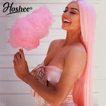 

Pink Transparent Lace Wigs Lace Front Human Hair Wigs For Black Women Pre Plucked Brazilian Remy Straight Lace Front Wig 150%