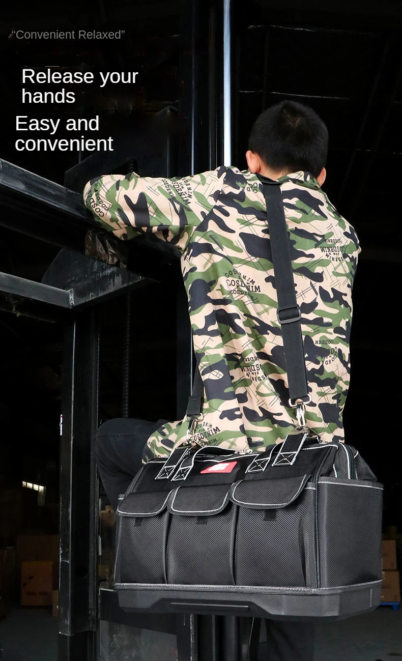 tool chest Tool Bag Thickened Fabric Electrician Bag 1680D Oxford Waterproof Wear-Resistant Strong Anti-Fall Storage Toolkit best rolling tool box