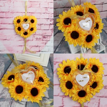 

Ring Box Sunflower Cushions Pillow Decoration For Wedding Jewelry Gifts Romantic X7JB