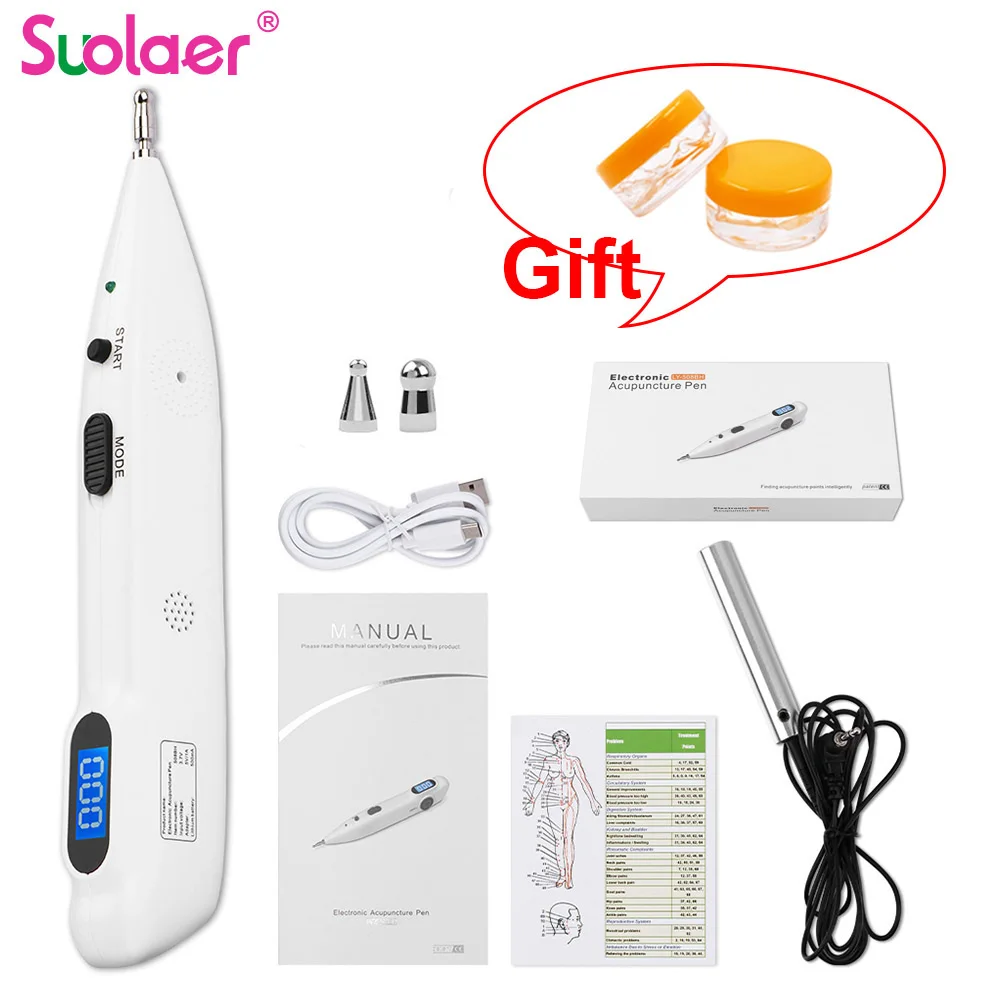 Electric Acupoint Massage Pen Body Pain Relief Natural Acupuncture Needles Machine Stimulator | Красота и здоровье