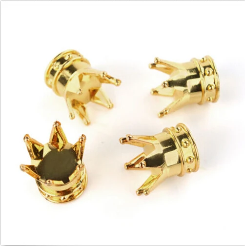 New 4PCS Gold Crown Shaped Tyre Wheel Stem Air Valve Caps Car Tire Valve Caps Auto Truck Motocycle Bike MTB Dust Dustproof Caps