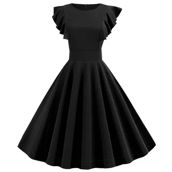 

2020 Women Summer Dress Retro 50s 60s Robe Femme Rockabilly Pinup Party Vestidos Plus Size Casual Elegant Solid Office Dress