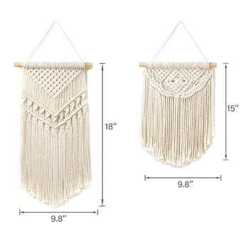 

AFBC 2 Pcs Macrame Wall Hanging Small Woven Tapestry Wall Art Decor,Boho Chic Home Decor Apartment Dorm Room Party Decoration