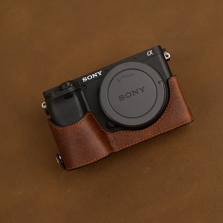 Sony A6100 A6300 A6400 кожаный чехол Камера Защитный Чехол Половина чехол|Сумки для