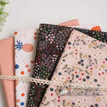 

50cmx150cm pink strawberry fresh floral Twill Cotton Fabric DIY Children's Wear Cloth Make Bedding Quilt Decoration Home 180g/m