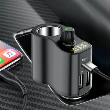 

FM Transmitter Bluetooth 5.0 Car Kit Handsfree Car Music Player Cigarette Lighter Socket Splitter Dual USB Car Charger