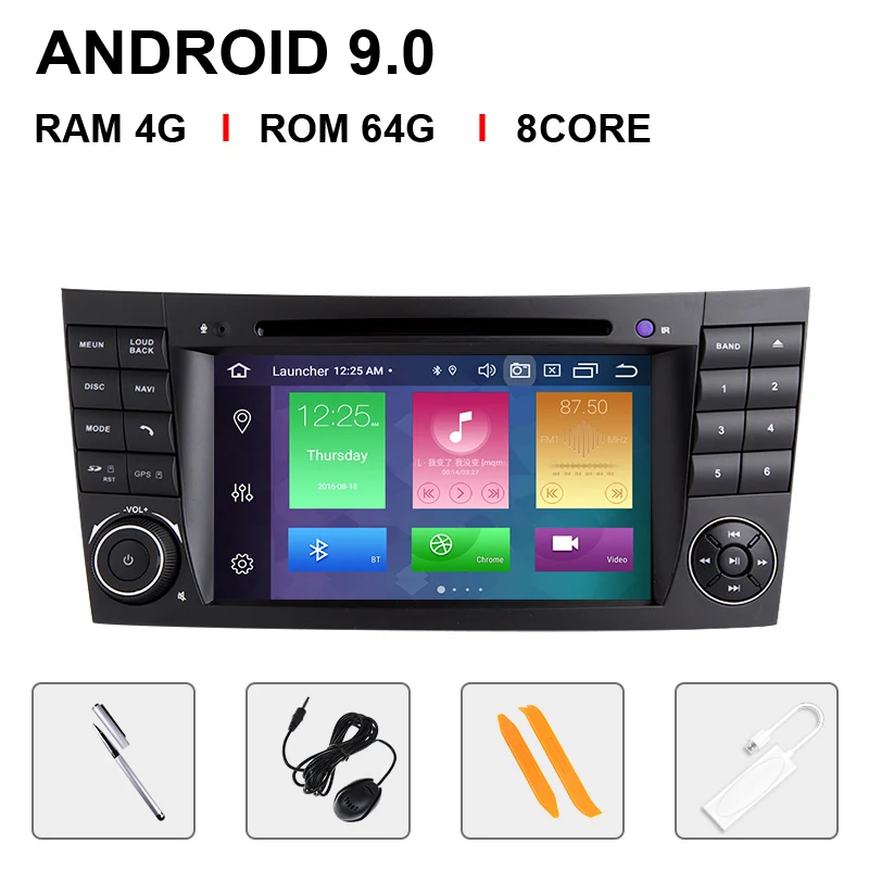2din Android 9,0 автомобильный DVD мультимедиа для Mercedes Benz e-класс W211 E200 E220 E300 E350 E240 E280 CLS класс W219 gps DVR OBD2 Cam - Цвет: 8 Core 64ROM Carplay