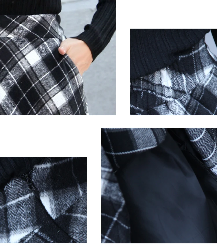 nike tennis skirt High Waist Woolen plaid Skirts Vintage Autumn Winter Warm Women's Midi Skirts Female Fashion Casual Long Streetwear 2022 maxi skirts for women