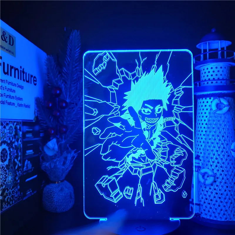 EIJIRO KIRISHIMA My Hero Academia LED Night Light 3D Anime Lamp Boku No Hero Academia Bedroom Decor Lampe Decoration Lampara
