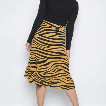 

Womail 2020 Fashionable Ladies Zebra Print Skirt Sexy Ruffled Asymmetric Skirt Ladies Tie Bow Ruffle Hem Frill Wrap Midi Skirt