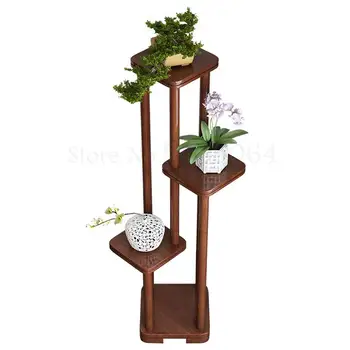 

Chinese Solid Wood Green Dill Flower Stand Living Room Balcony Shelf Flower Table Decoration Shelf Floor Multilayer Bonsai Flowe