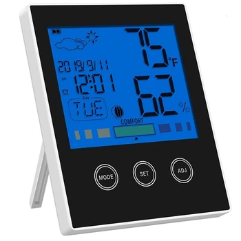 

Thermo-Hygrometer Thermometer Hygrometer Indoor Air Monitoring Temperature and Humidity Meter with Backlight (Black)
