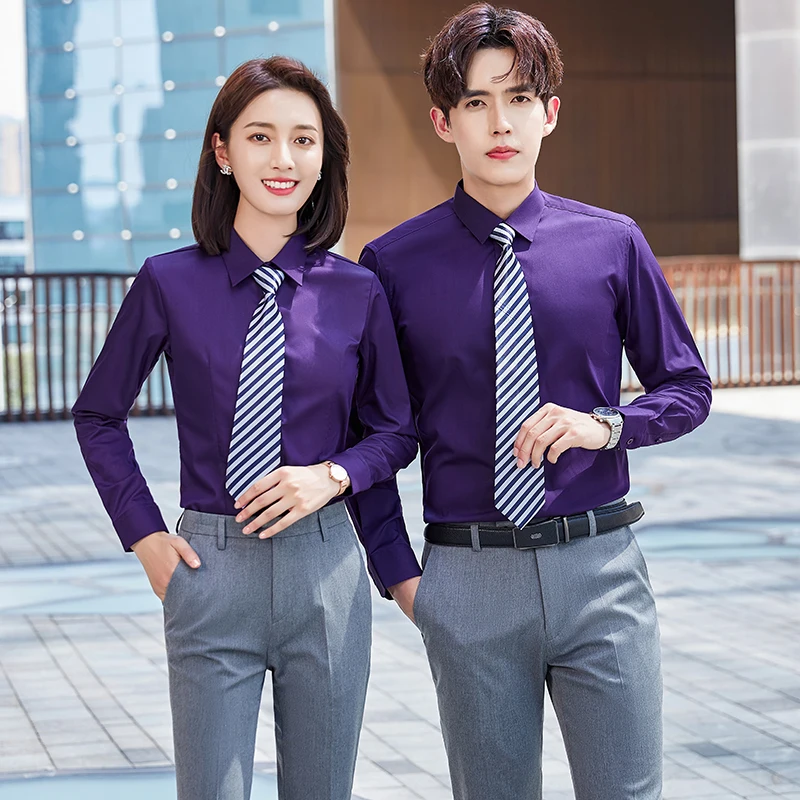 Mens Business Formal Shirt  Solid Cotton Fibre High Quality Long Sleeve for Dress Wear Office Team Work Career  Blouse Bulk Sale