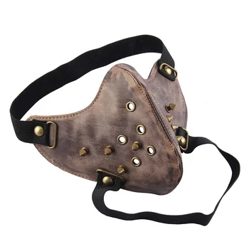 

Punk Rivet Retro Gothic PU Leather Mask Cosplay Mask Half Face Costume Props Men Women Halloween Party