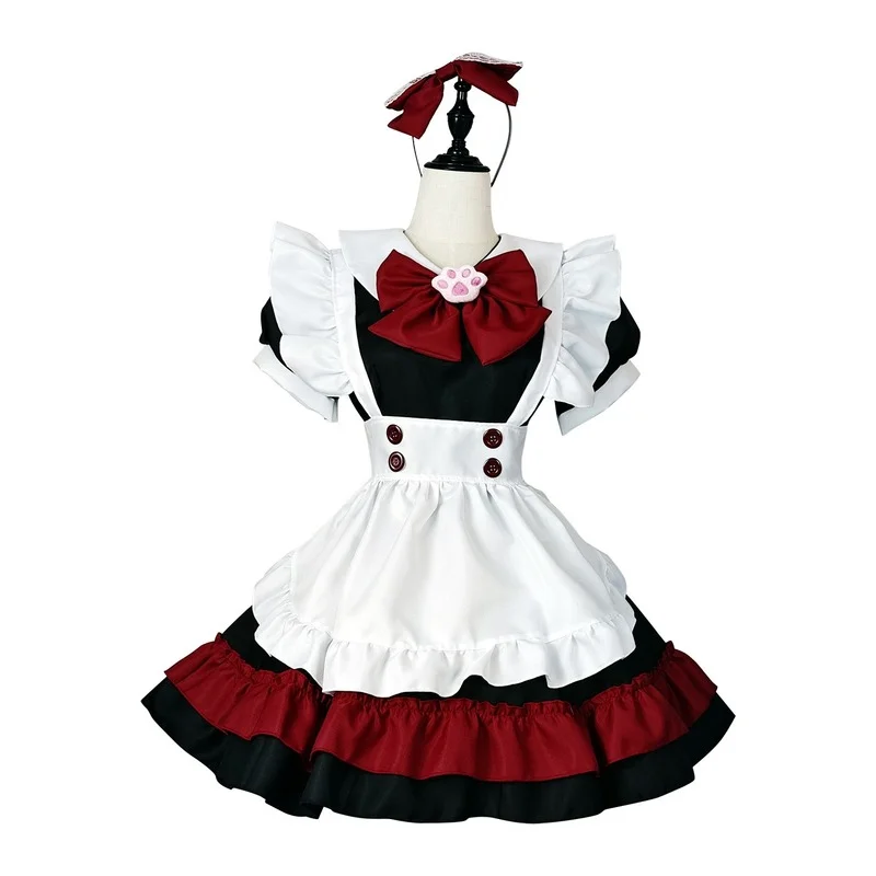 Cosplay Costume Halloween Anime Cosplay Maid Costumes Women Black Red Animation Show Little Evil Maid Role Play Outfits sexy Lingerie Dress