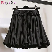 High Waist Chiffon Skirts Basic White Black Mini Skirts Women Summer Korean Casual Sweet Classic Pleated Mini Faldas Mujer Moda