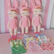 Metoo brinquedos de pelúcia vestir angela bonecas vestir boneca coelho sonhar menina presente para crianças 3 bonecas e 12 roupas(China)