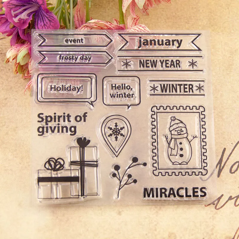 

Hello Winter Transparent Clear Silicone Stamps for DIY Scrapbooking Photo Album Decoration