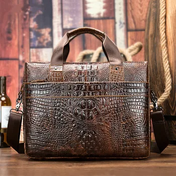 

Horizontal computer briefcase crocodile business gentleman casual men's bag fashion leather handbag shoulder bag