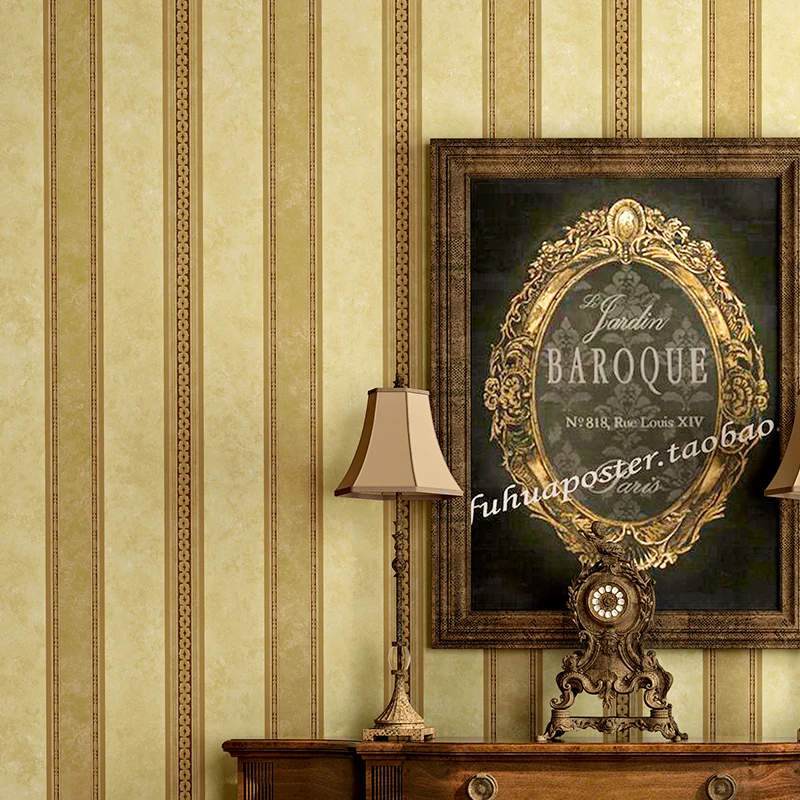 Vintage Occident Stripes Wallpaper Pure Paper For Home Decor Yellow Wall Striped Living Room Bedroom papel de parede | Обустройство