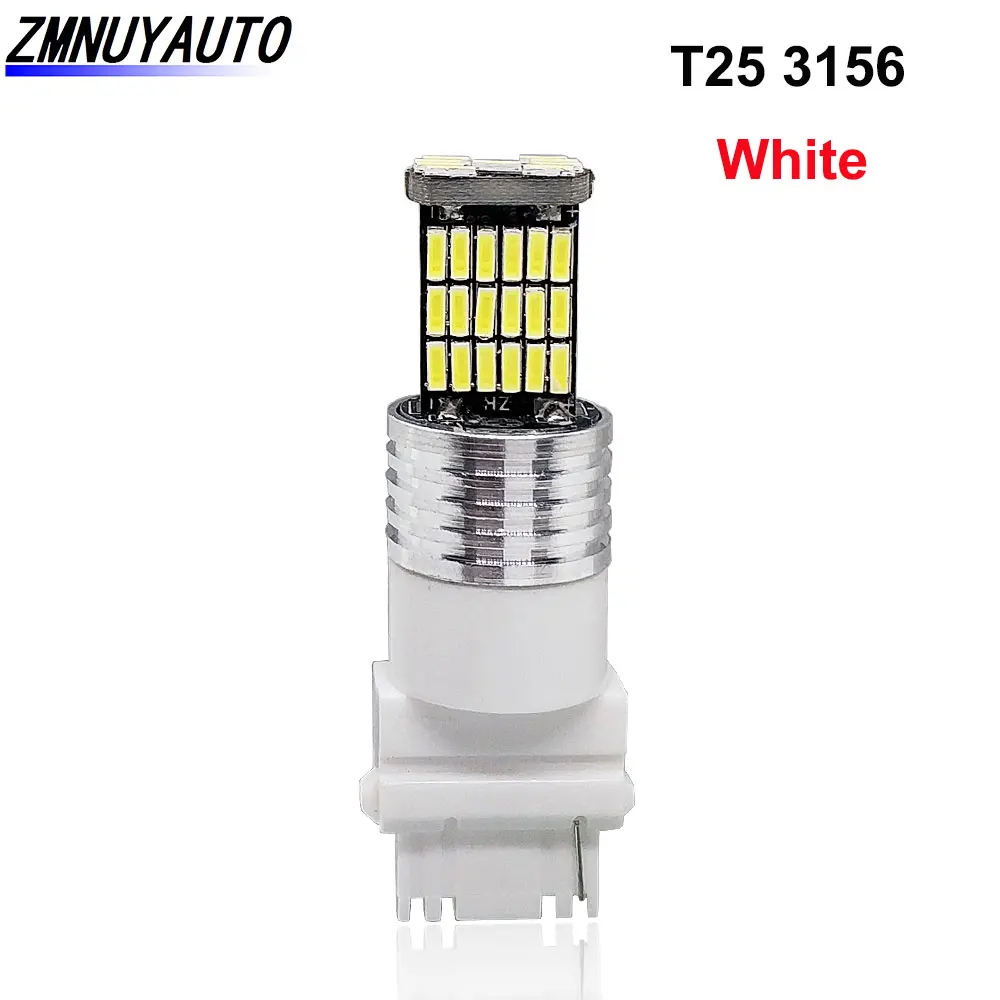 T20 лампа 7440 7443 Led W21W W21/5 W светодиодные лампы 45SMD 4014 авто DRL поворотник светильник T25 3156 3157 P27/7 W лампы Белый Красный янтарь - Испускаемый цвет: T25 3156 White