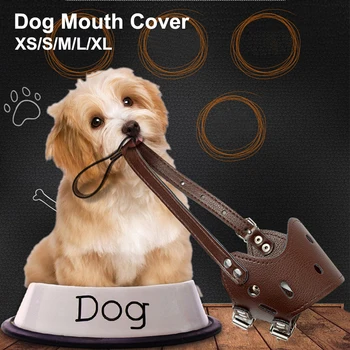 

Pet Dog Muzzle Adjustable Faux Leather Mouth Mask Dog Mouth Cover Anti-barking Anti-Biting Muzzle Mask for Small Medium Dog XS-X