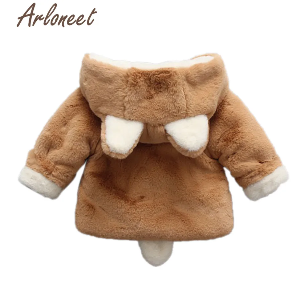 ARLONEET пальто с героями мультфильмов теплое зимнее плотное пальто для маленьких девочек верхняя одежда с капюшоном и кошачьими ушками плащ, коллекция года, пальто Одежда для девочек