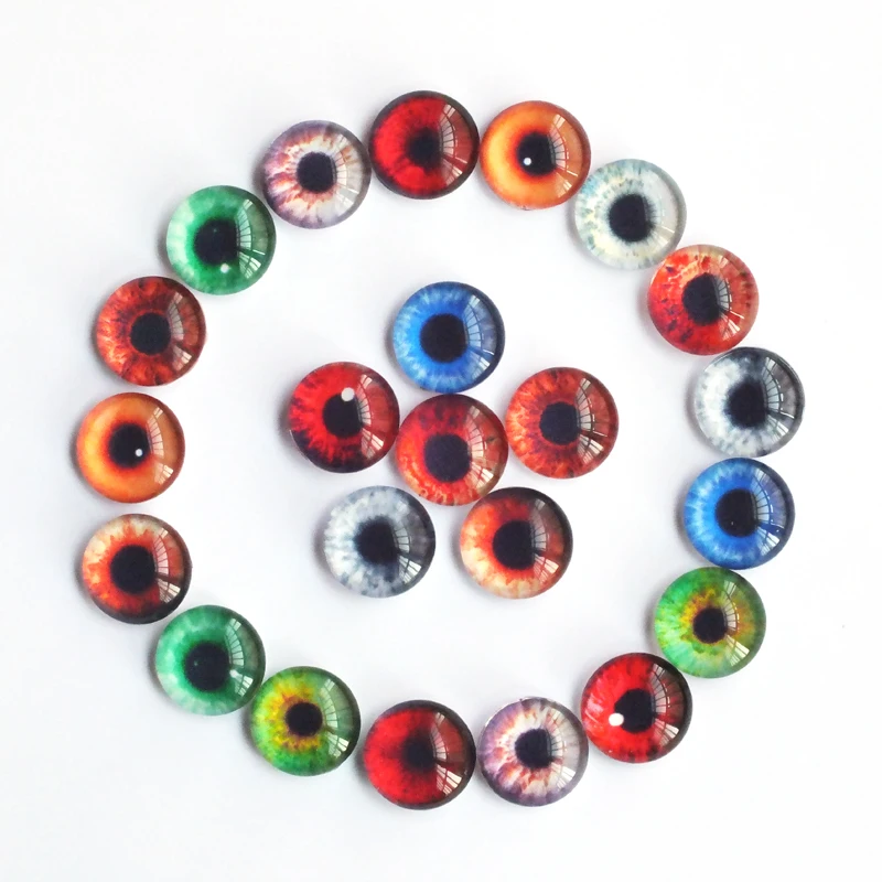 Glass doll eyes,doll eyes,doll eyewear accessories,doll accessories,plush doll accessories 20pcs 8-20mm Random Mixed Doll eyes Round Dragon Eyes In Pairs Pattern Glass Flatback Photo Cabochons Base Accessories