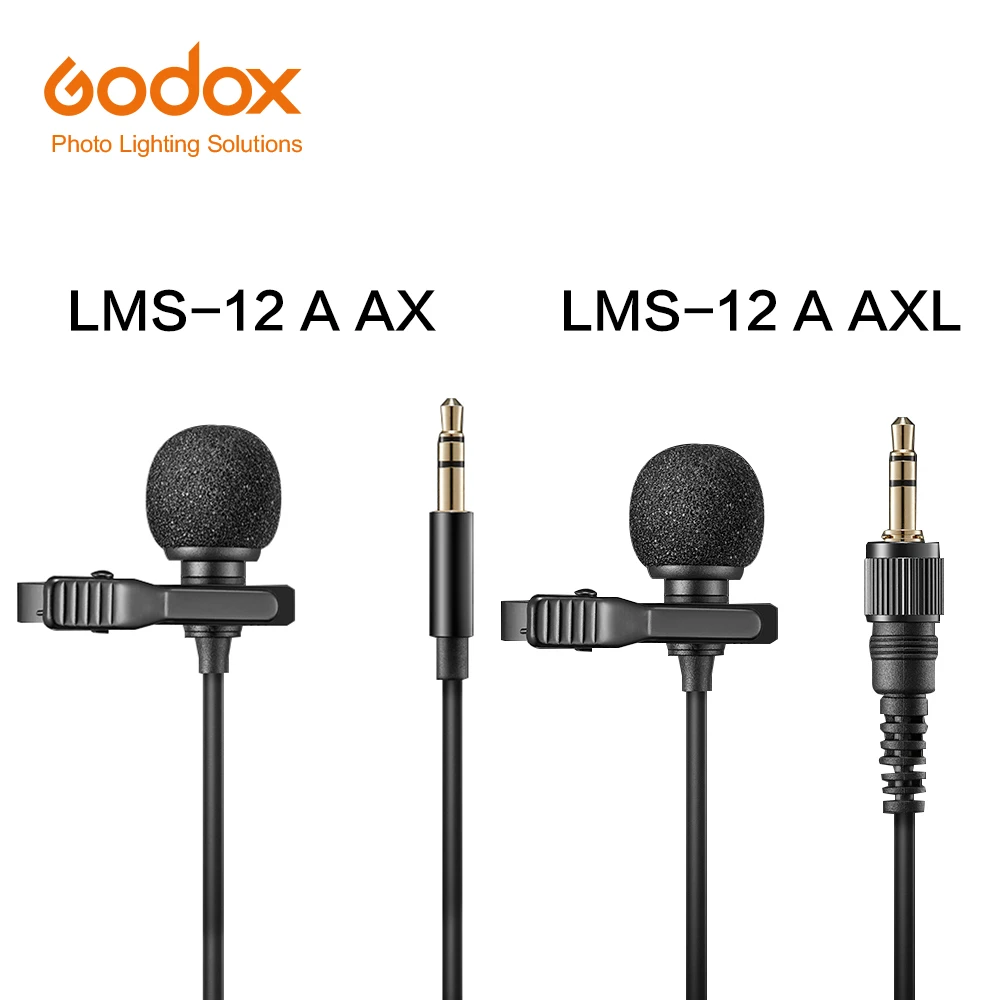 Godox LMS-12A AX AXL Omnidirectional Lavalier Microphone Compantible with Wireless Microphone Systems and Devices with 3.5mm TRS