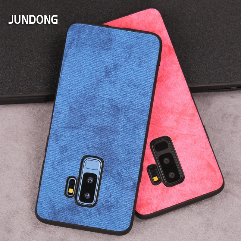 

Fabric Phone Case For Samsung S10 Plus S7 S8 S9 Note 8 9 A5 J5 J7 A7 A8 J6 A70 A50 A40 A30 Denim Canvas Cloth Texture TPU Cover