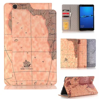 

Print Map Coque For Huawei Mediapad M3 8.4 BTV-W09 BTV-DL09 Case Card Slot Leather PU Stand Flip Cover For Huawei M 3 8.4 Case