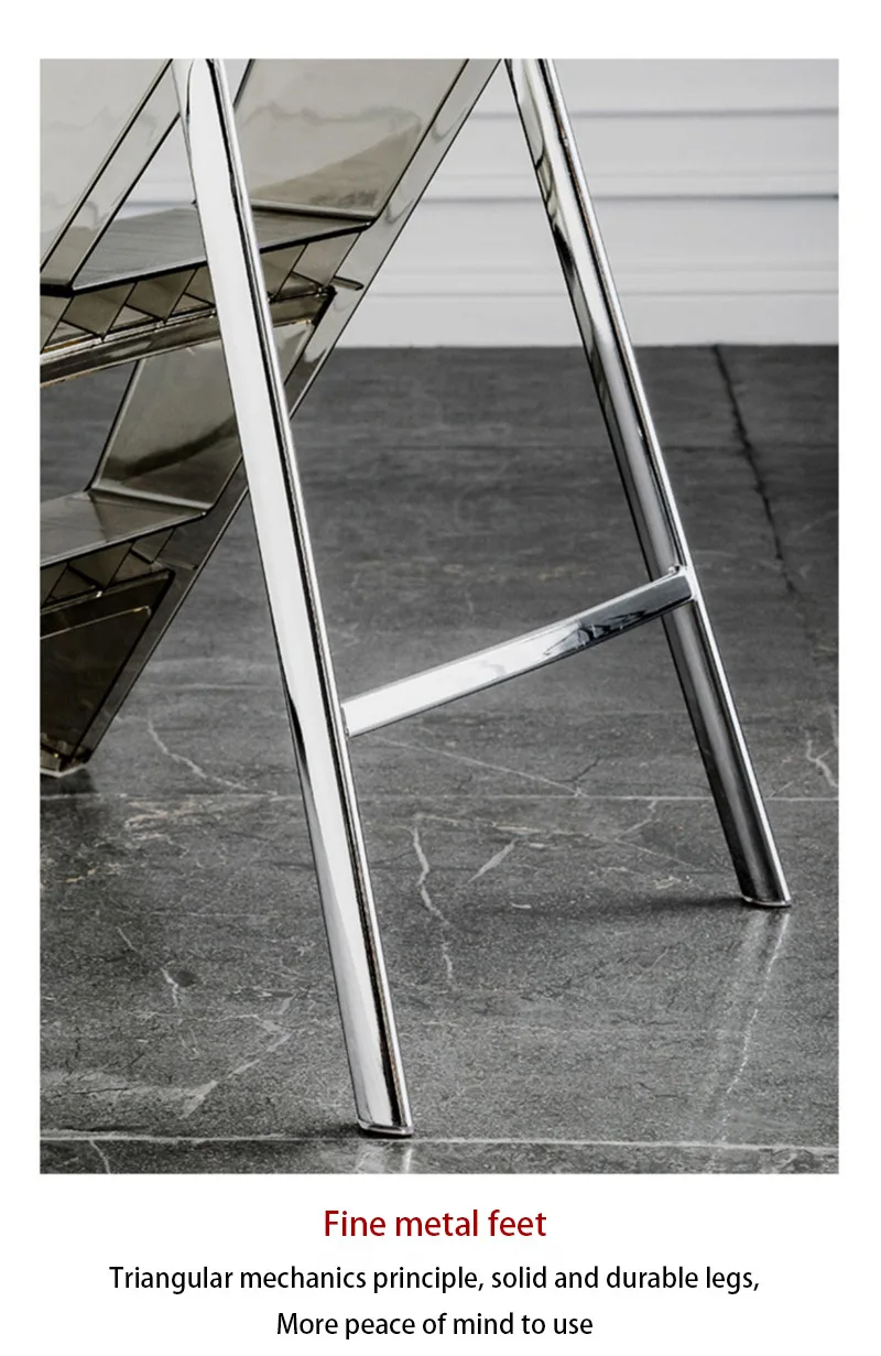 JOYLOVE Japanese Household Ladder Transparent Acrylic Portable Telescopic Folding Ladder Storage Three-step Pedal Plastic Ladder JOYLOVE Japanese Household Ladder Transparent Acrylic Portable Telescopic Folding Ladder Storage Three-step Pedal Plastic Ladder