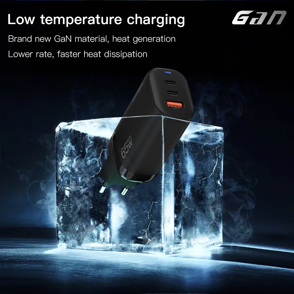 KEYSION GaN 65W PD USB C Charger Quick Charge 4.0 QC3.0 USB-C Type C Fast USB Charging For iPhone 13 12 Pro Max iPad Macbook Air