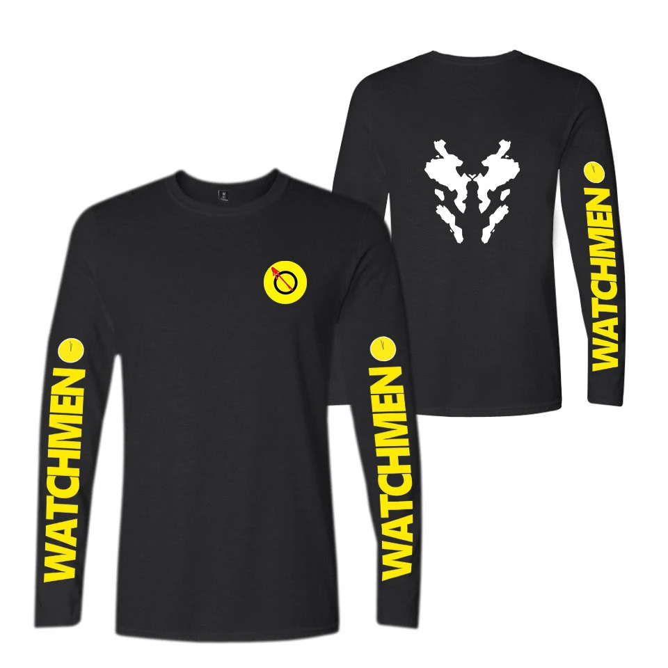 

Watchmen 2D Big size cotton t shirt Spring/autumn fashion mens T-shirt homme men's long sleeved O-neck solid color Tops Tees