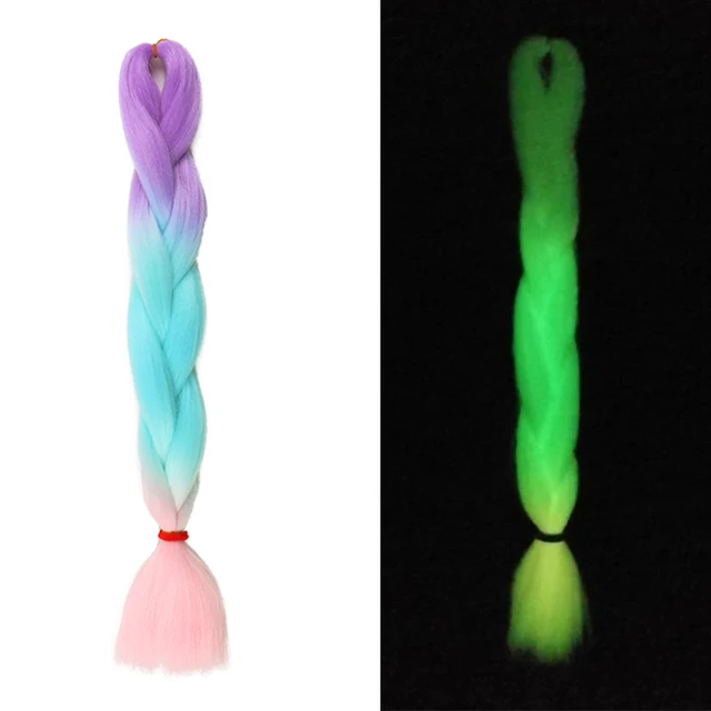 Ombre Glowing Luminous Luxury Synthetic Jumbo Braids Florescent Shining Hair In The Darkness  24inch 100G G 3 2