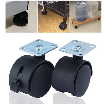 

4pcs 1.5" Universal Wheel 30mm Nylon Mute swivel Plate Caster Roller Pulley with brake for Crib chair bedside table flower pot
