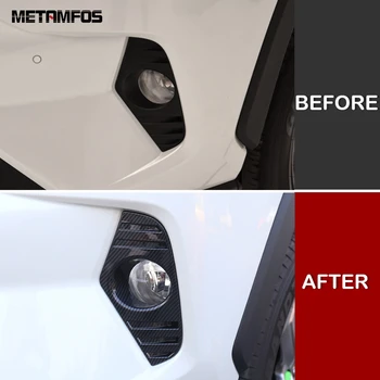 

For Toyota Rav4 Rav 4 Limited LE XLE Hybrid 2019 Front Fog Light Lamp Foglight Cover Trim Carbon Fiber Exterior Car Accessories