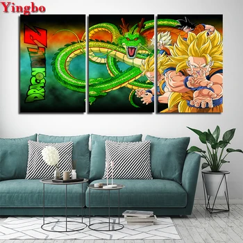 

diy Diamond Painting Dragon Ball Z Diamond Embroidery Cross Stitch Triptych painting Diamond Mosaic Full Square diamond round