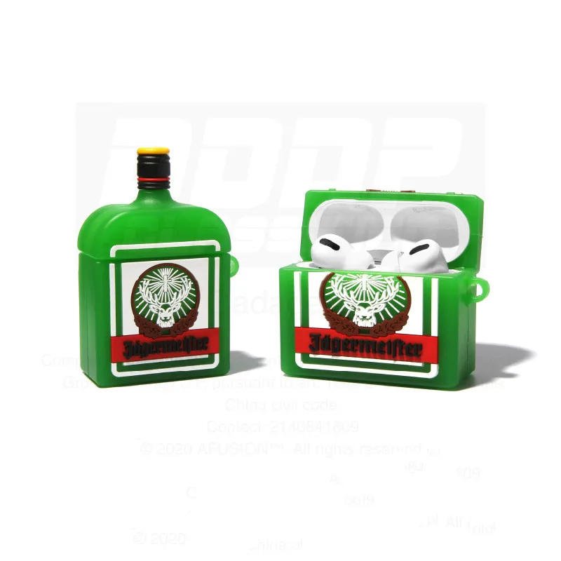 Soft Protective Silicone Case For Airpods 1/2 pro cute alcohol drink fun gadget with keychain carabiner hook accessories | Электроника