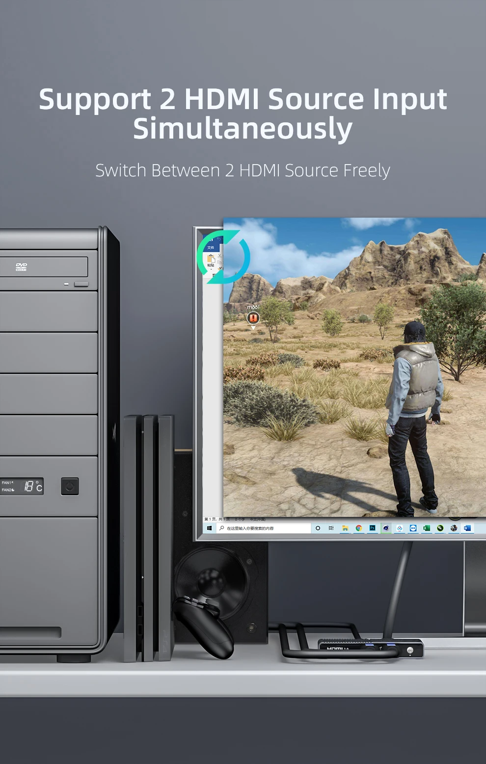 Unnlink HDMI 2,0 аудио экстрактор 2 в 1 выход 2x1 переключатель UHD 4 k@ 60Hz HDCP2.2 Сплит 5.1ch SPDIF Toslink 2.1ch 3,5 мм ARC для PS4 ТВ