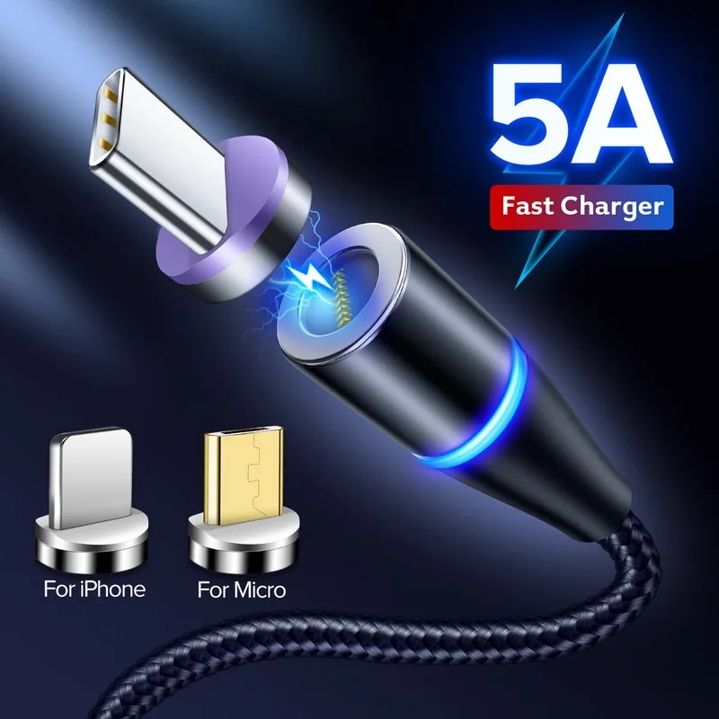 GETIHU 5A Supercharge Magnetic Type C USB Cable Magnet Fast Charge Phone Chargers Cord For Huawei P40 P30 P20 Samsung Xiaomi Mi | Мобильные